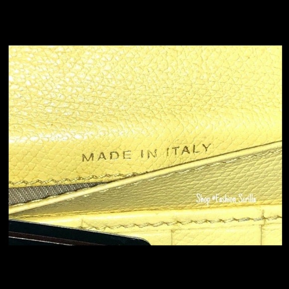 CHANEL Vintage 2004 Yellow Caviar Coco Button Snap Leather Long Wallet NWOT - Picture 7 of 13